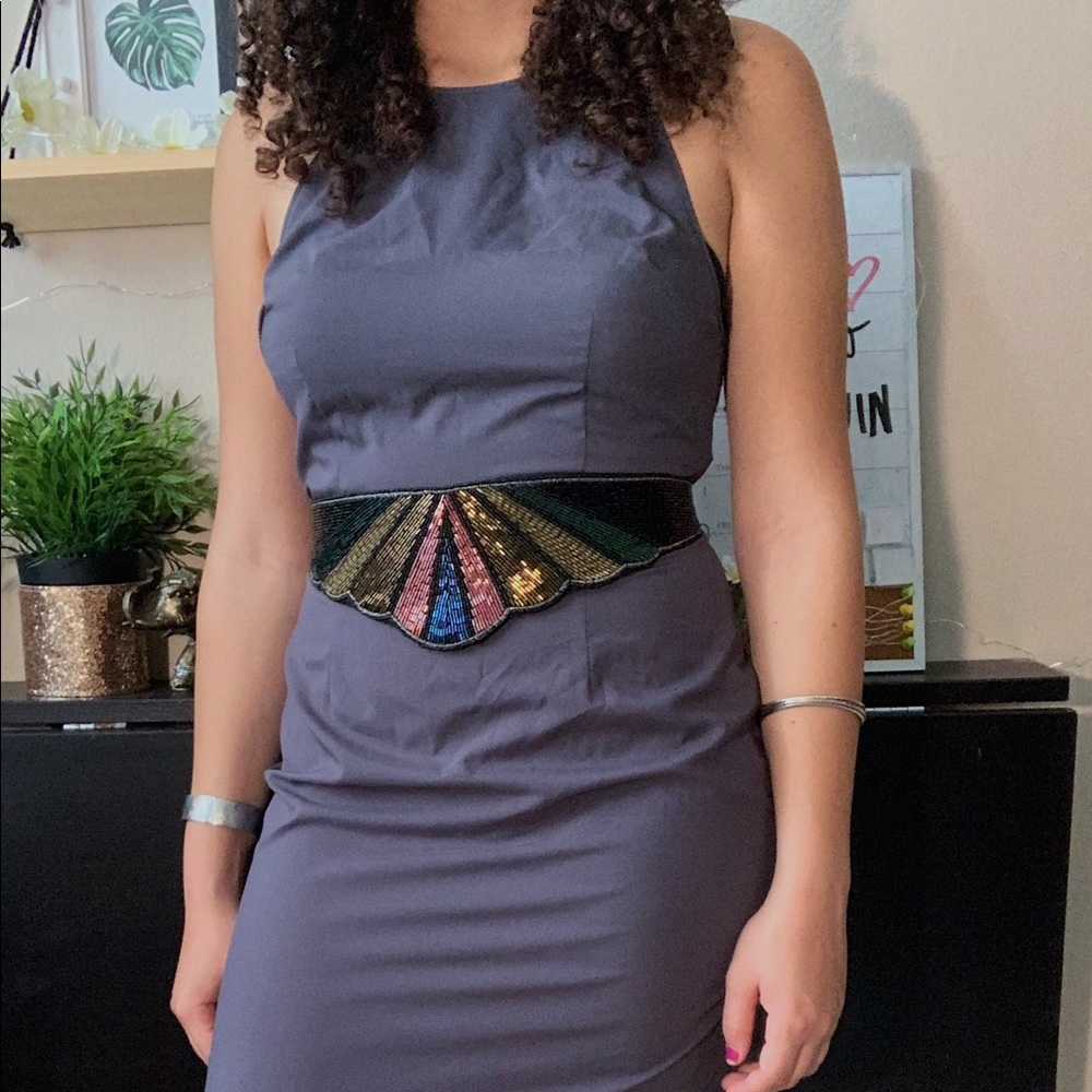 Gray halter top dress
